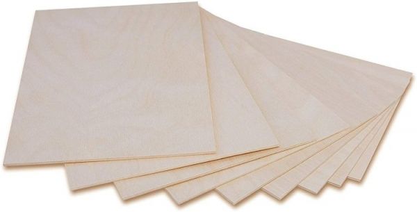 Láminas de madera para marquetería tamaño A4 y color claro.